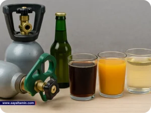 تاثیر گاز های مختلف (نیتروژن، اکسیژن، co2) در نوشیدنی ها