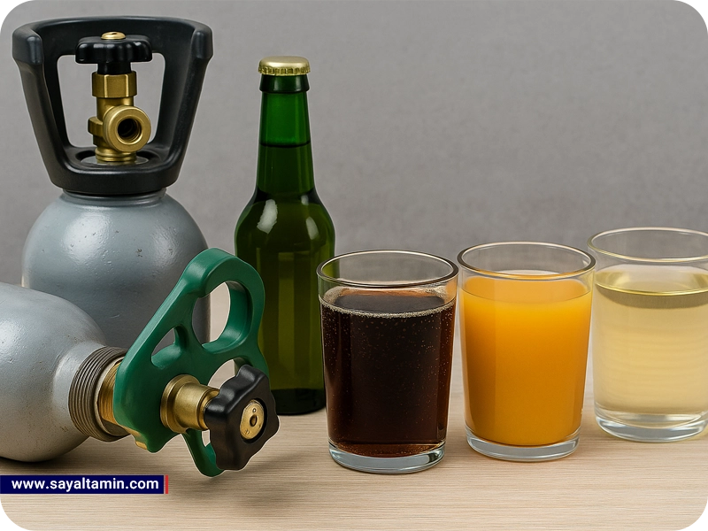 تاثیر گاز های مختلف (نیتروژن، اکسیژن، co2) در نوشیدنی ها