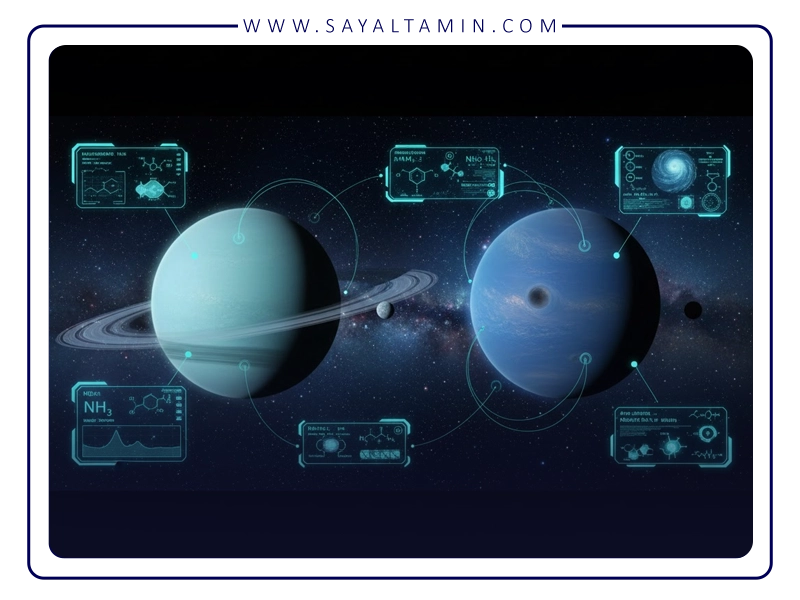 Uranus and Neptune are icy worlds with complex nitrogen compounds.