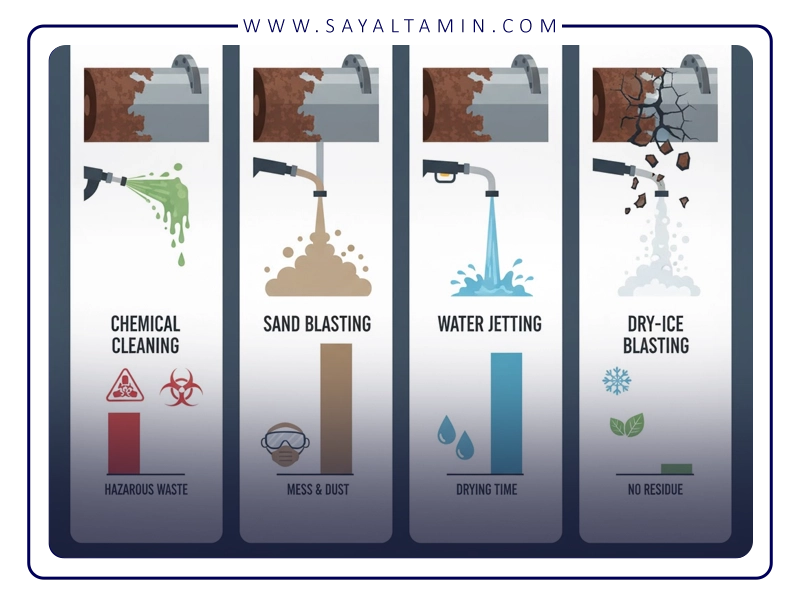 Comparison with traditional industrial cleaning methods