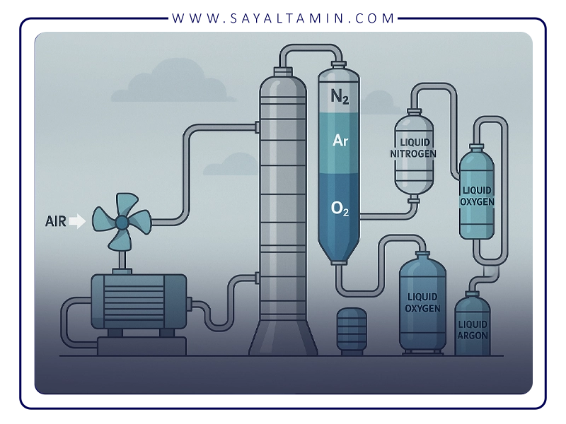 Main stages of the air separation process