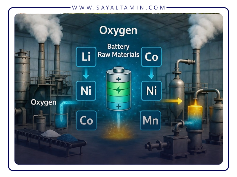 نقش اکسیژن در استخراج و فرآوری مواد اولیه باتری