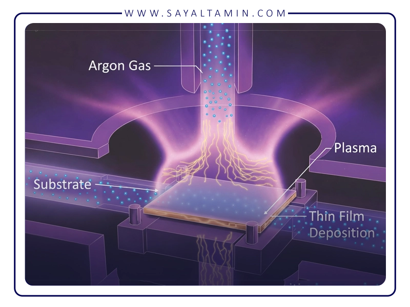نقش آرگون در پایداری <span class='tooltip-dictionary' data-tooltip='حالت چهارم ماده؛ گازی که در اثر انرژی زیاد یونیزه شده و دارای یونها و الکترونهای آزاد است.'>پلاسما</span> CVD